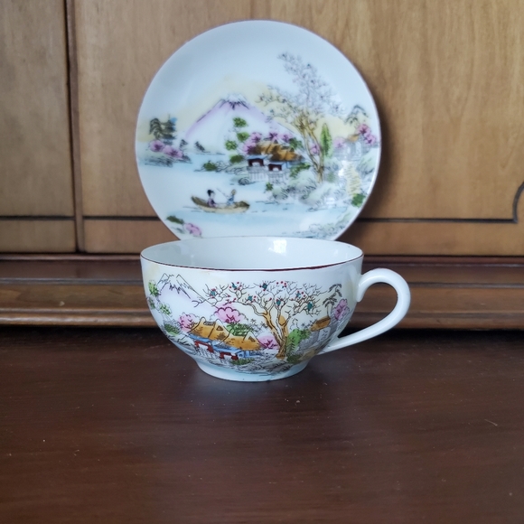 Vintage Japanese Teacup & Saucer Mt. Fuji Made in Japan - Picture 11 of 11